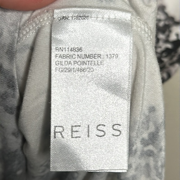 Reiss Gilda Pointelle Printed Day Dress Sheath Beige Gray Size 4 - Picture 10 of 13